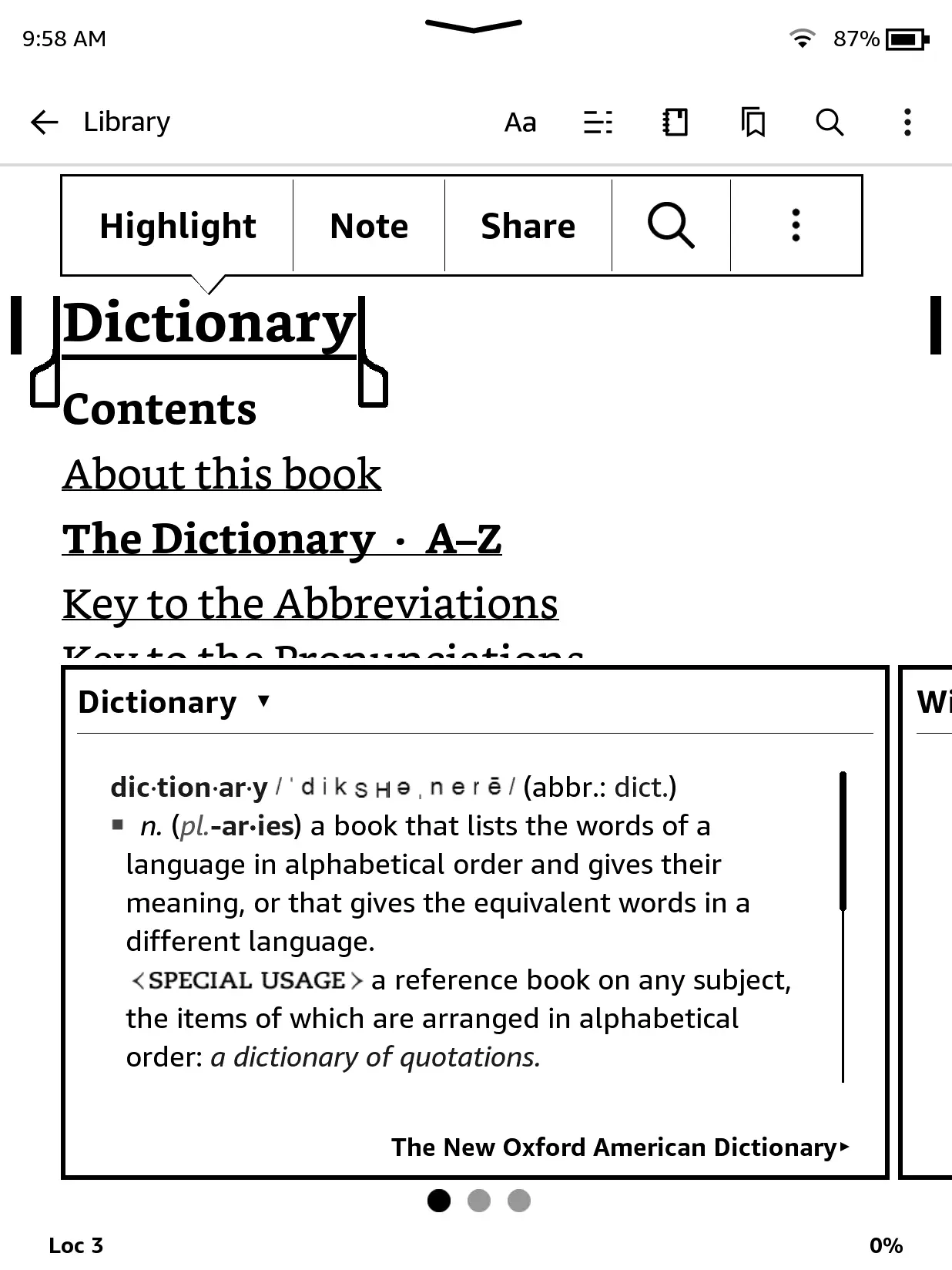 english dictionary pop-up