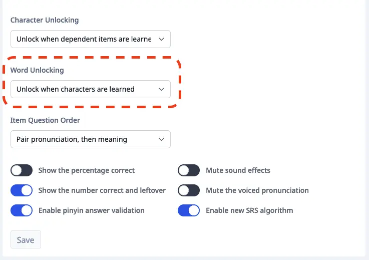 application settings