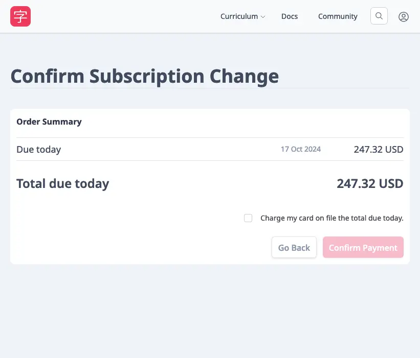 confirm lifetime subscription change